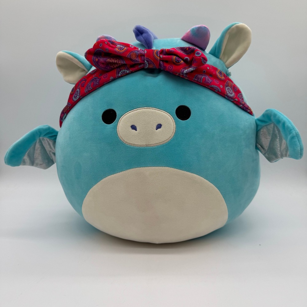 Squishmallows Blue Dragon Plush 15" Paisley Headband Stuffed Animal Jazwares